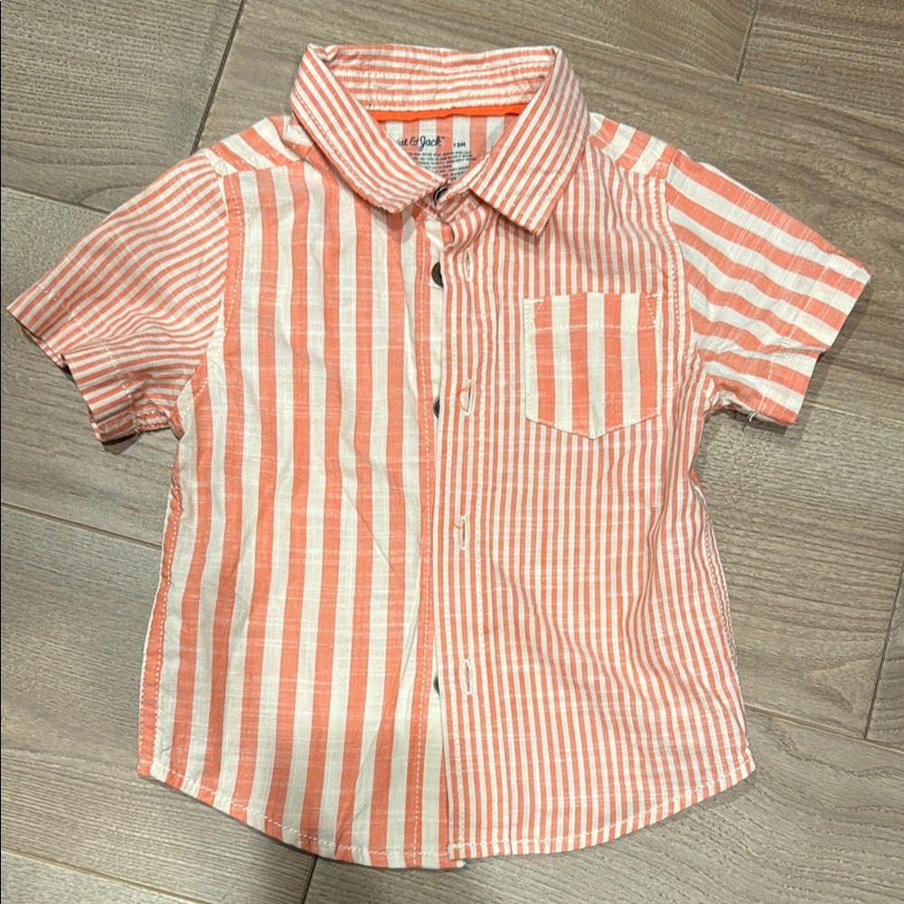Cat & Jack Orange and White Button Down Shirt